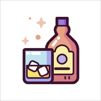 A bottle of whiskey and a glass of whiskey vector