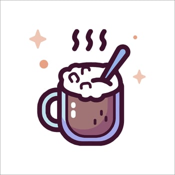 Hot chocolate icon with spoon and cup vector