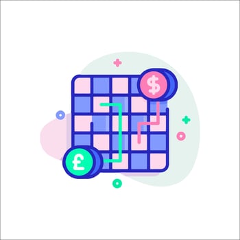 A colorful square puzzle with dollar signs and coins vector