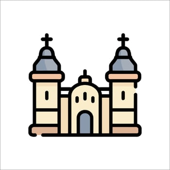 A church icon with two towers on top vector