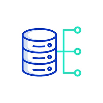 A blue and green icon of a server vector