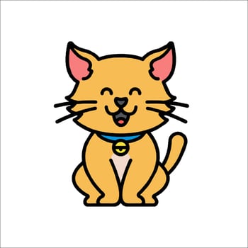 A cartoon cat with a blue collar and a smile vector