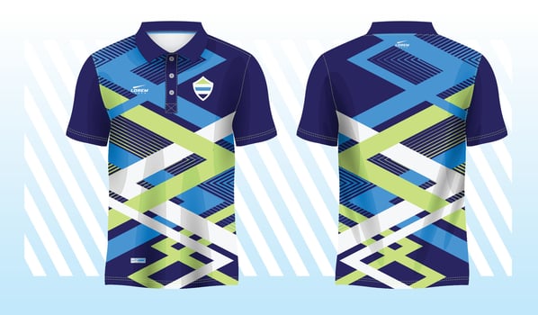 blue and green sublimation shirt for polo sport jersey template vector