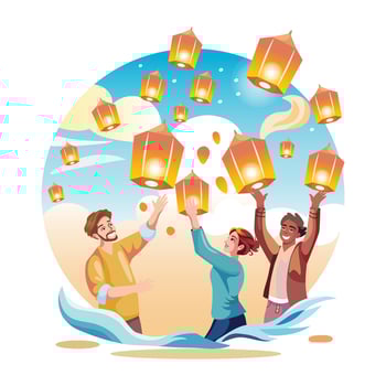 Joyful Activities Flat Style Illustrations vector