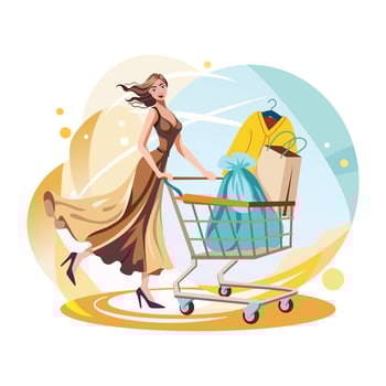 Women holding shopping bags, a flat style illustration vector