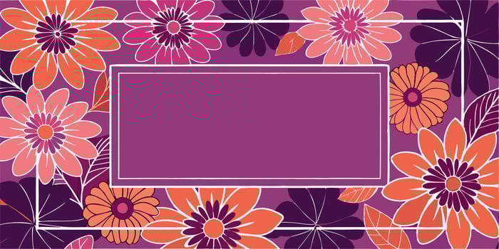 Floral frame with purple flowers on a purple background vector
