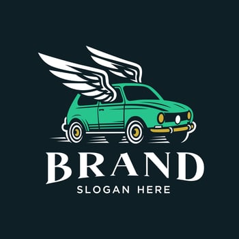 Flying Car Logo design, wings automobile, Creative symbol Image vector