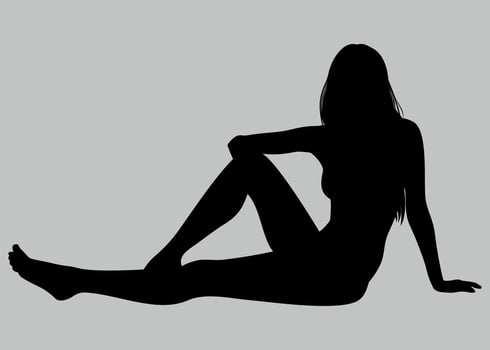 sitting girl icon isolated vector