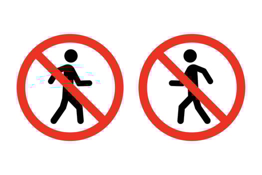 Pedestrian prohibition sign. No walk icon set. don't walk icon. vector