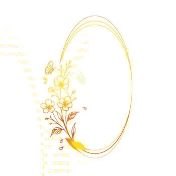 simple oval gold frame with floral ornaments vector
