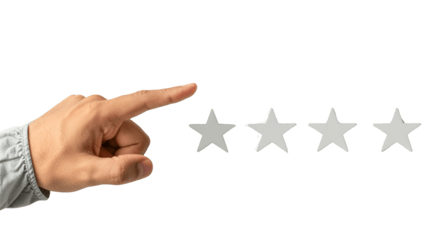 A pleased customer rating a five-star feedback form. png