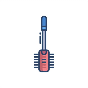 A brush with a handle and a handle vector