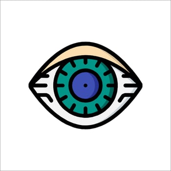 An eye icon with a green and blue color vector