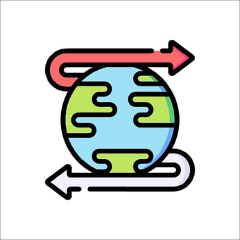 The earth is surrounded by arrows and a globe vector