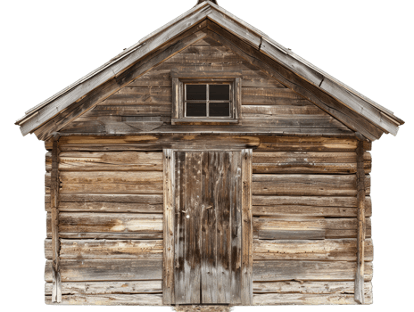 An old wooden house with a door open png