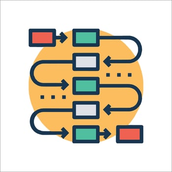 A flat icon of a process flow diagram vector