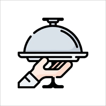 A hand holding a tray with a platter on it vector