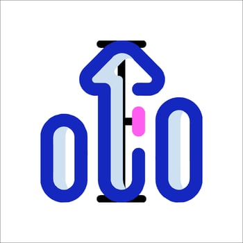 A blue and pink arrow pointing to the word oto vector
