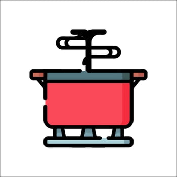 A red pot with a handle on top vector