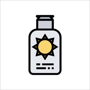 A bottle of sun lotion with a sun on it vector
