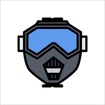 A black and blue mask with blue goggles vector
