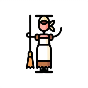 A woman with a broom and a hat vector