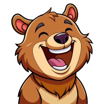 A cartoon bear smiling and laughing png