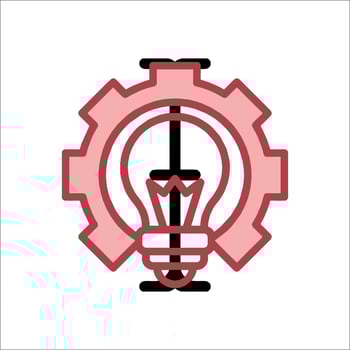 A red light bulb with gears on it vector