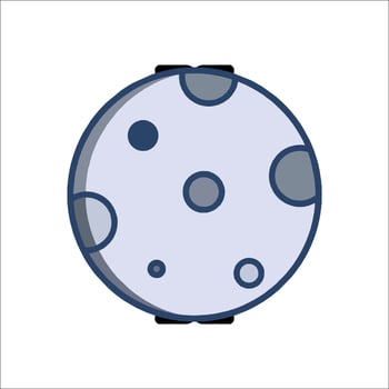 A flat blue moon with black dots on it vector