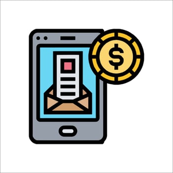 Mobile phone with envelope and money icon vector