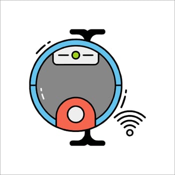 A robot vacuum cleaner with a wifi icon vector