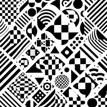 Abstract black and white geometric patterns with various shapes and designs suitable for digital projects png