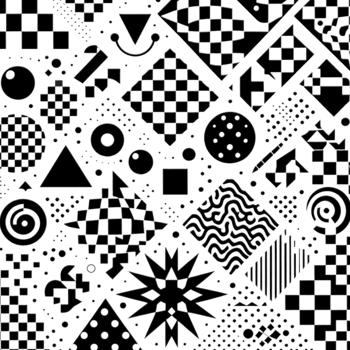 Abstract black and white geometric patterns with various shapes and designs png