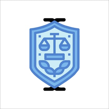A shield with a scale and a justice symbol vector