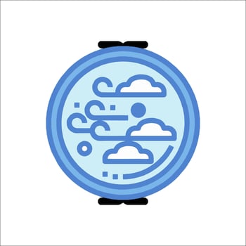 A watch with clouds and clouds in the background vector