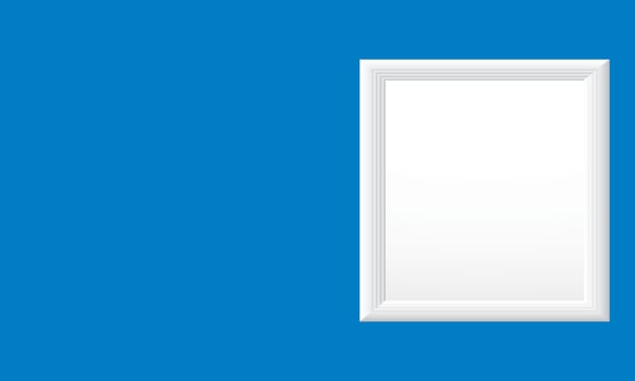 Blank White Picture Frame on Solid Blue Background vector