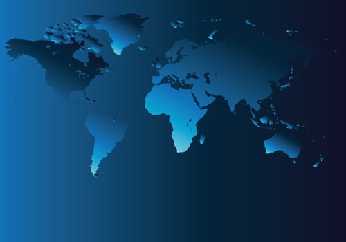 Blue World Map Silhouette with Gradient Background vector