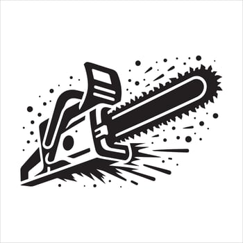Chainsaw cutting silhouette art illustration vector