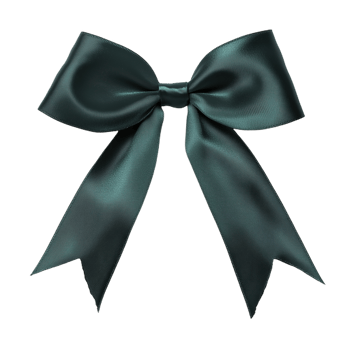 Dark green ribbon bow on a pristine for gift decoration png