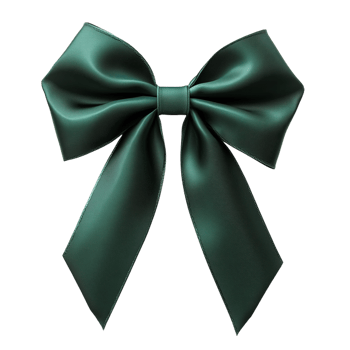 Elegant green ribbon bow on a clean for festive decor or gift wrapping png