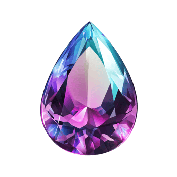 Stunning pear-shaped gemstone showcasing vibrant gradient of blue and purple hues png