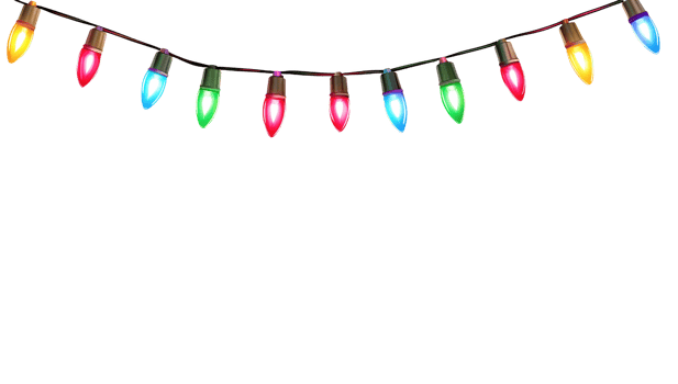 Colorful holiday lights border on a for festive decoration png