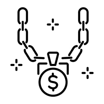 A line icon of gold chain with dollar sign pendant vector