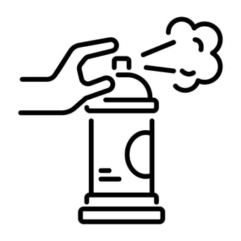 Hand pressing spray paint, line style icon vector
