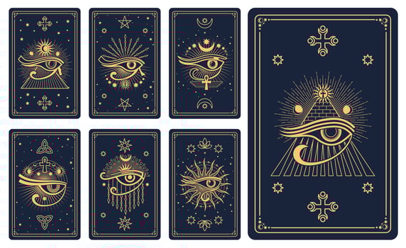 Magic tarot cards with esoteric and occult symbols vector