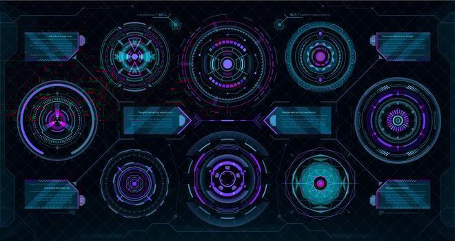 Circular futuristic HUD elements, Sci Fi interface vector