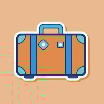 Retro Suitcase Travel Icon Sticker of Luggage for Wanderlust and Adventure vector