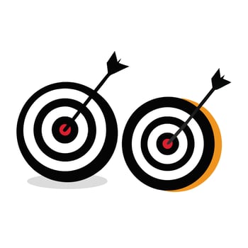 Two arrows in the center of a target vector