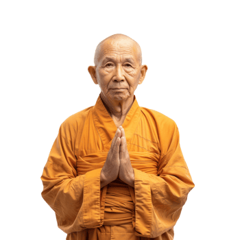 Spiritual Buddhist Monk Meditating with Hands in Prayer Isolated on Transparent Background png