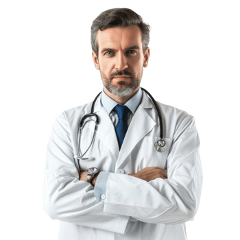 Male Medical Professional Wearing Stethoscope Isolated on Transparent Background png